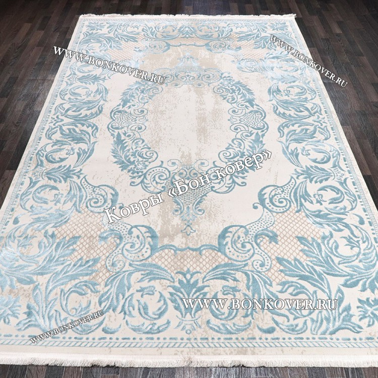 Турецкий Ковер для гостиной Белый с Голубым Арт 29862