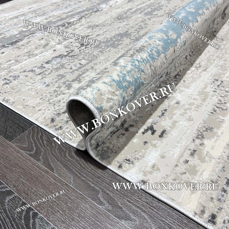 Ковер Турция Современный Дизайн 22 Серый с Голубым Овал