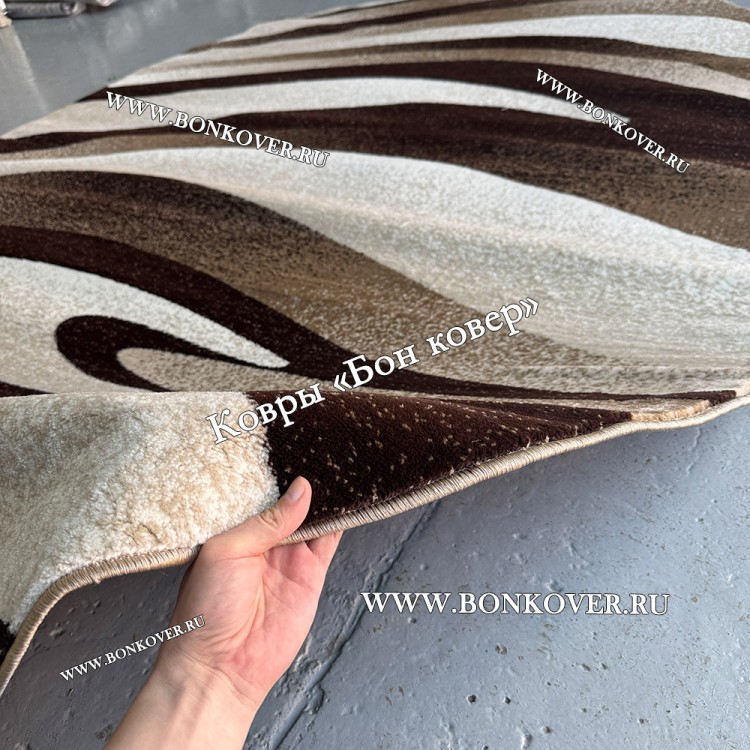 Ковер Карпет New 4 Дизайн 64 Коричневый с Бежевым Овал