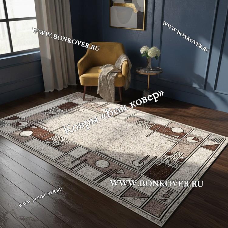 Ковер Лайт Карпет Дизайн 30407 Бежево-Коричневый