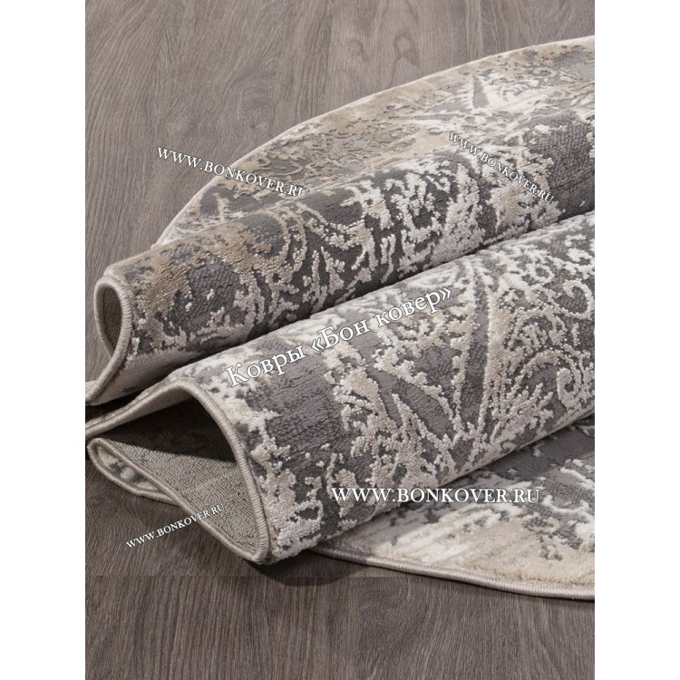 Абстрактный ковер дизайн 99 коричневый с серым овал